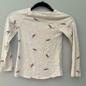 Long sleeve oatmeal shirt with foxes